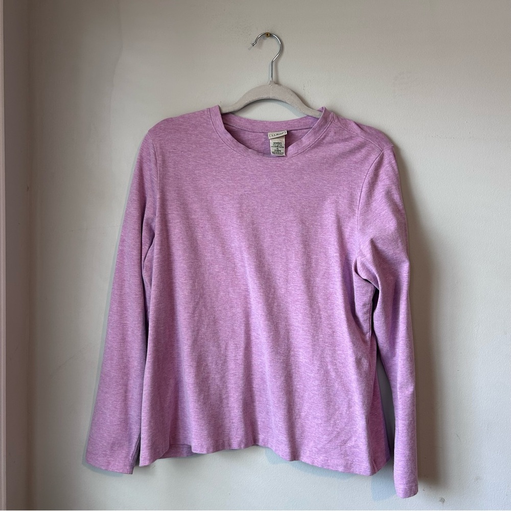 L.L. Bean Orchid Heathered Pink Cotton Blend Top - Size XL Preppy Base Layer